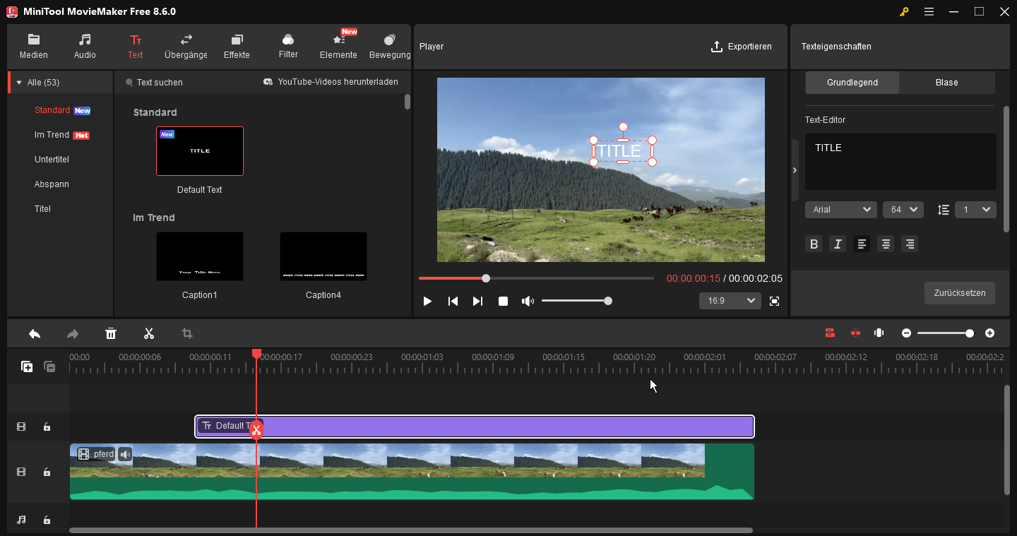 Text zu Video hinzufügen unter Windows 11