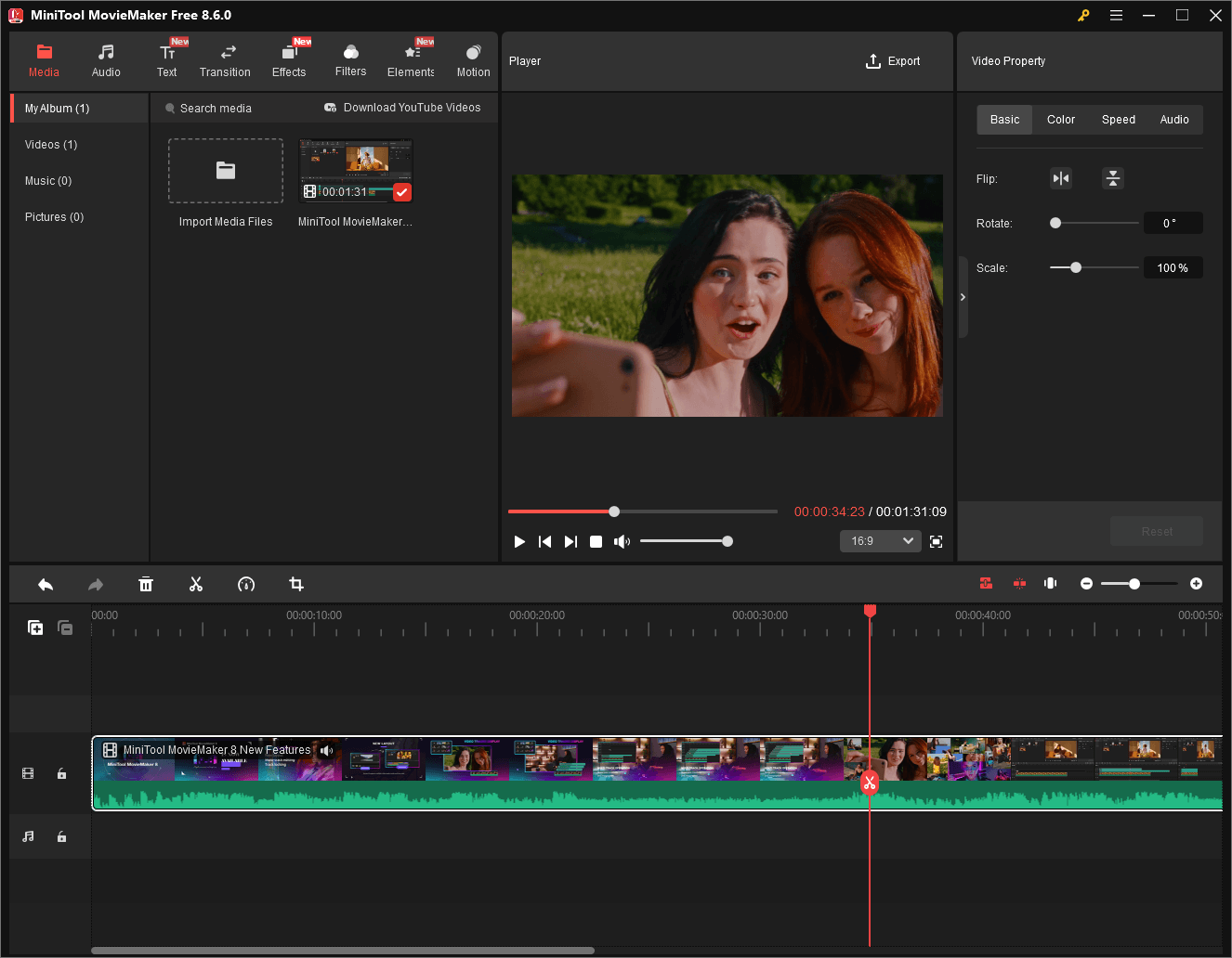 MiniTool MovieMaker playing AVI video file