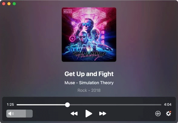 JustPlay media player main user interface