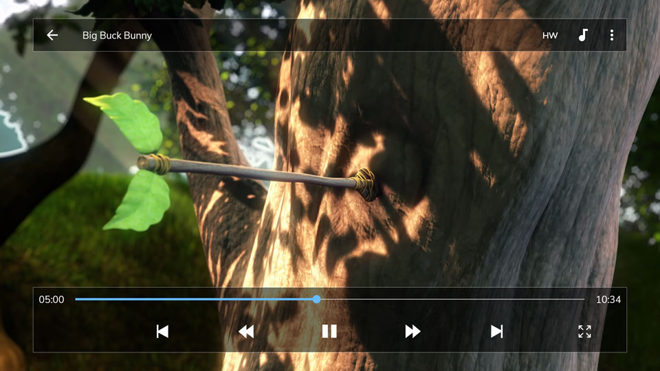 Amazon MX Player playing the Big Buck Bunny video