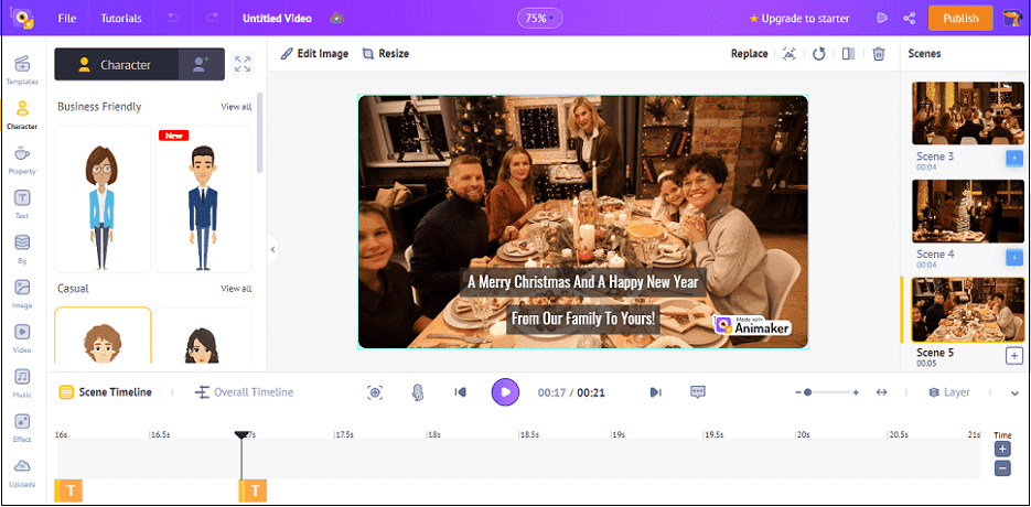 The main editing interface of Animaker.