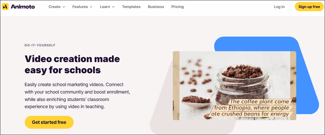 The main interface of the Animoto website.