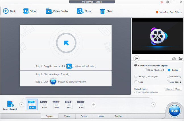 The main interface of VideoProc Converter AI.