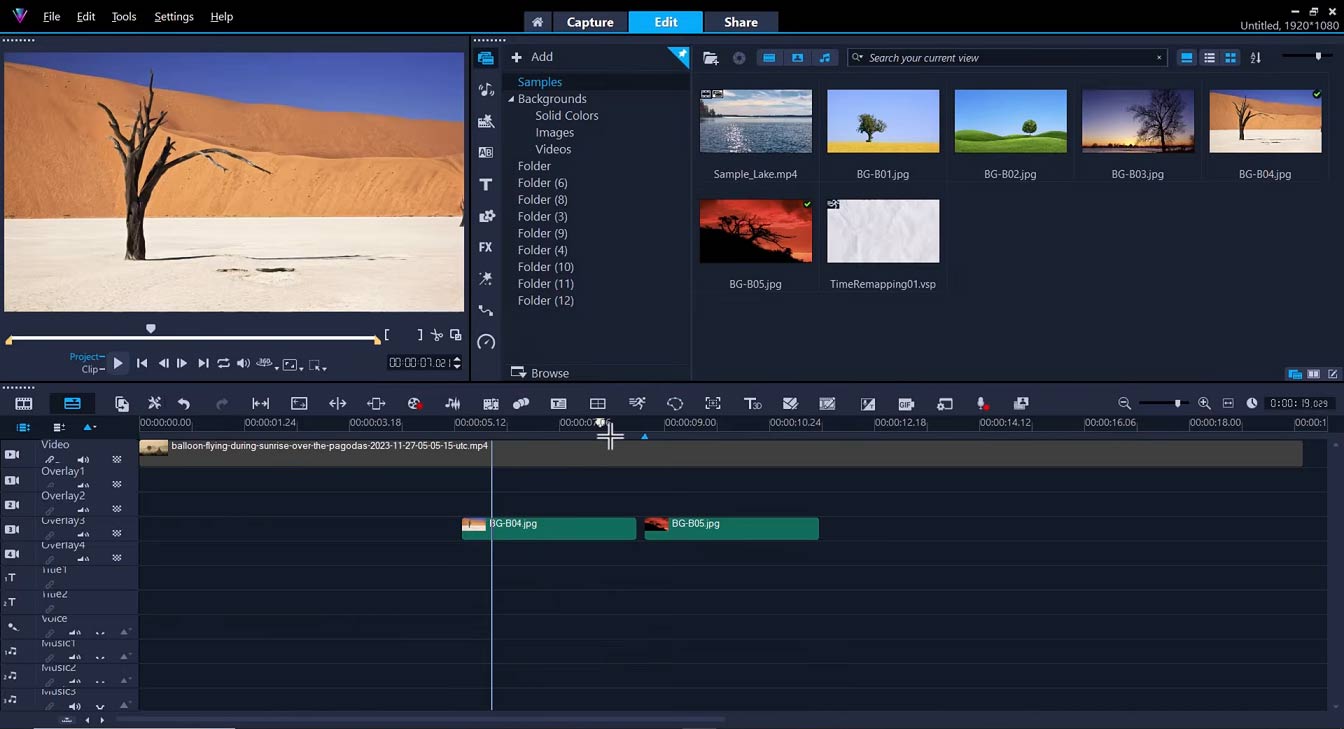 The main interface of Corel VideoStudio.