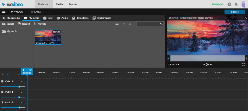 The editing page of WeVideo.