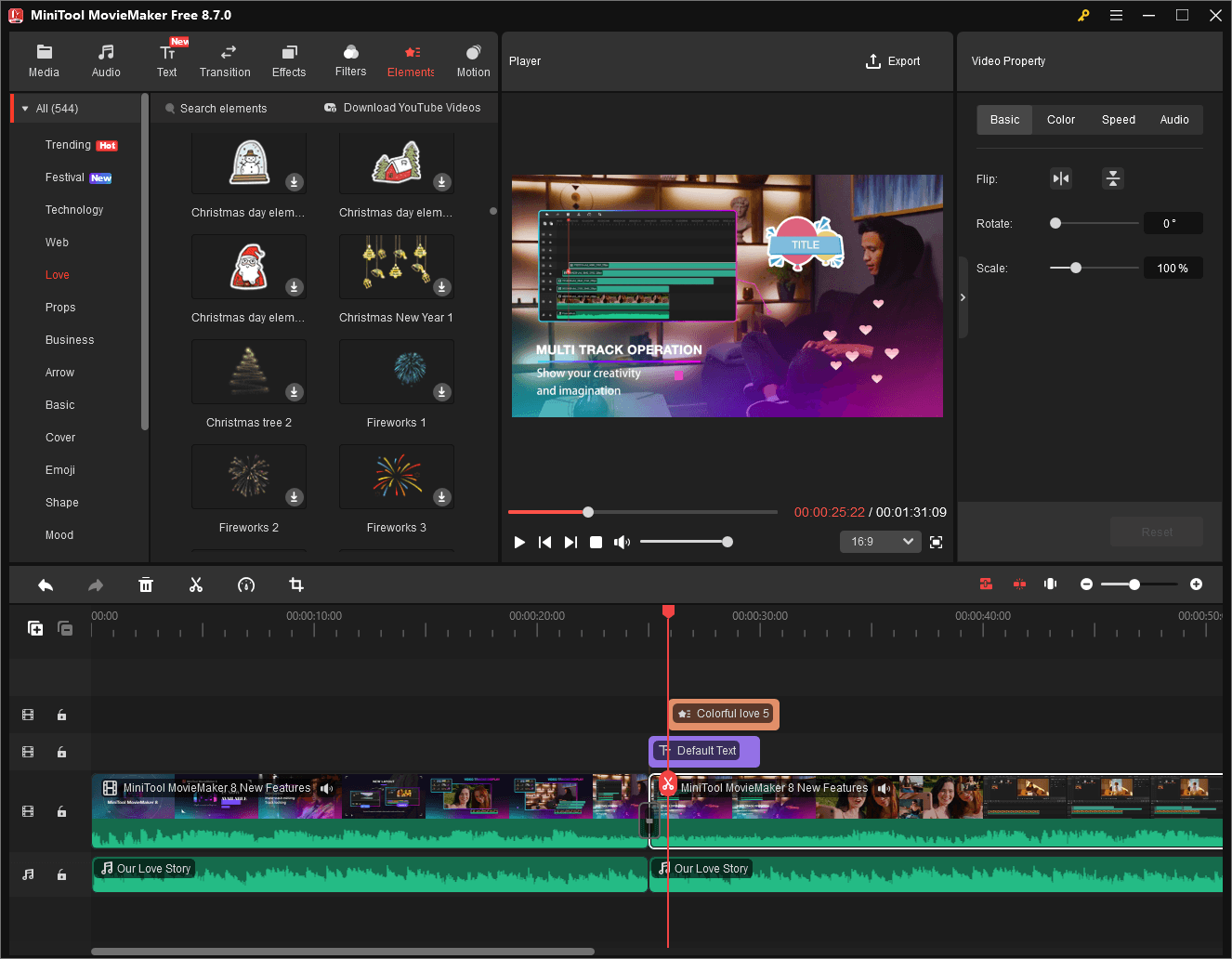 MiniTool MovieMaker video editing interface.