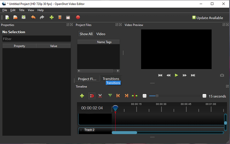 The main interface of OpenShot.