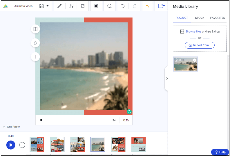 The main interface of Animoto.
