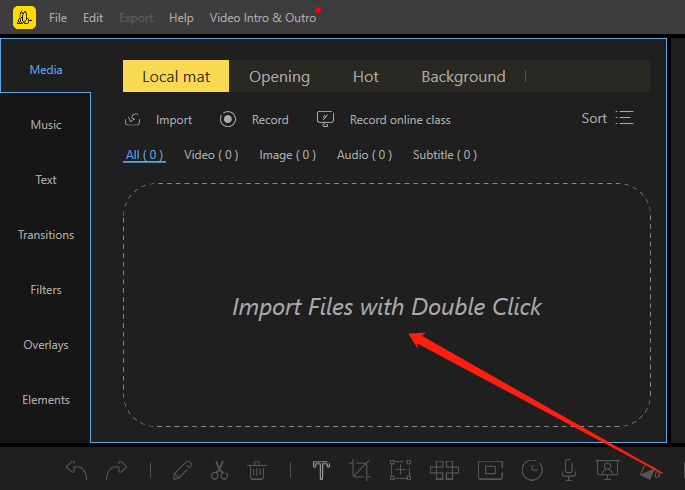 BeeCut interface showing how to import video files.