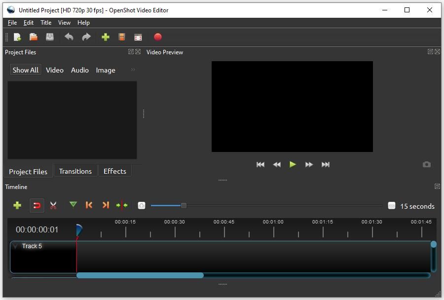 The main interface of OpenShot.