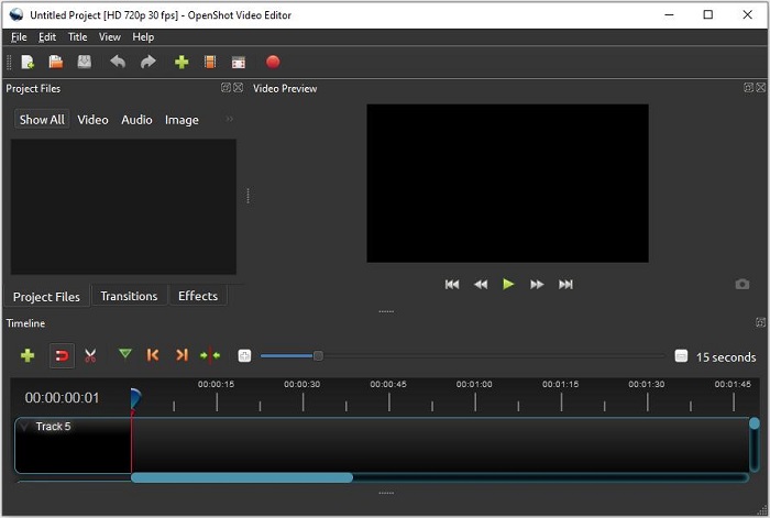 The main interface of OpenShot.