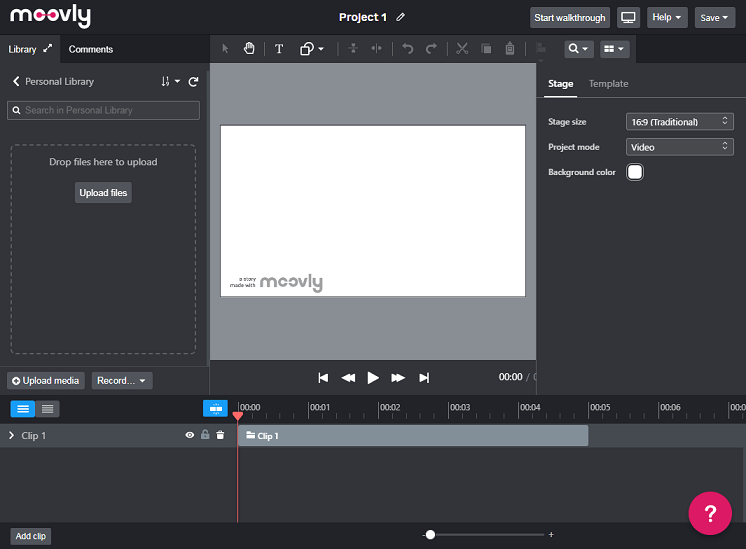 The editing page of Moovly.
