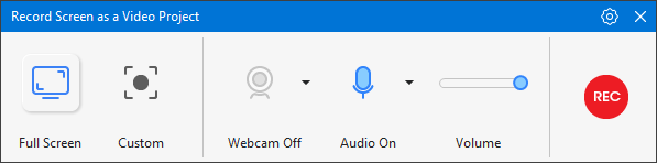 The interface of the screen recorder in the ActivePresenter.