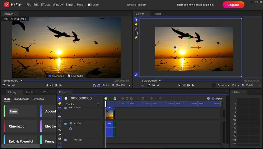 The main interface of HitFilm Express.