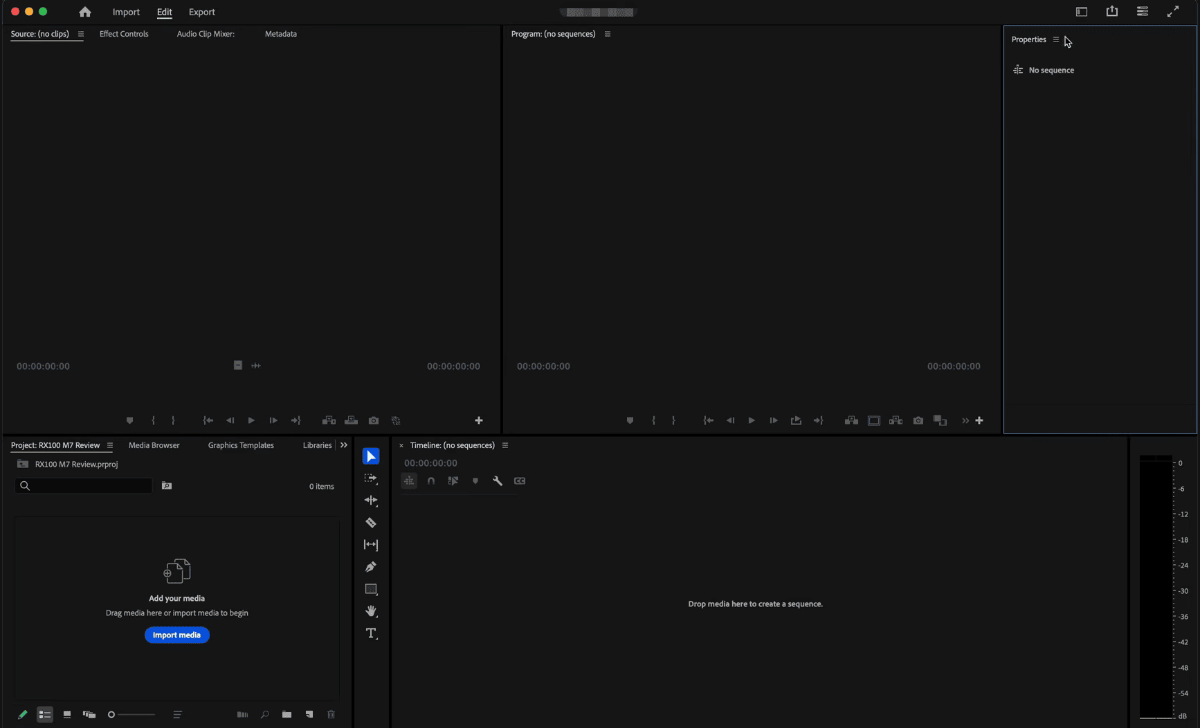 The main interface of Adobe Premiere