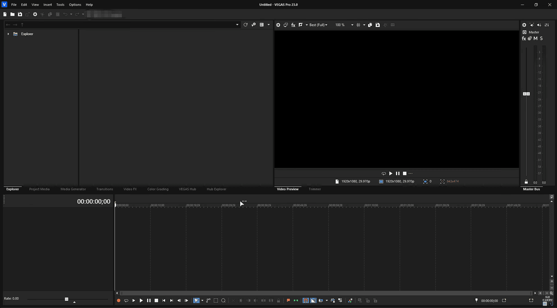 The main interface of Vegas Pro