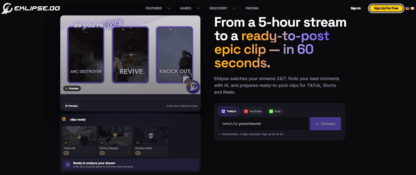 The home page of the Eklipse website