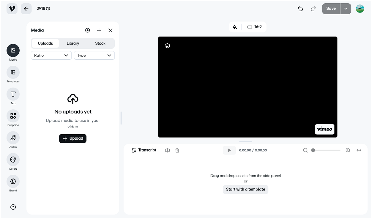 The main editing interface of Vimeo Create