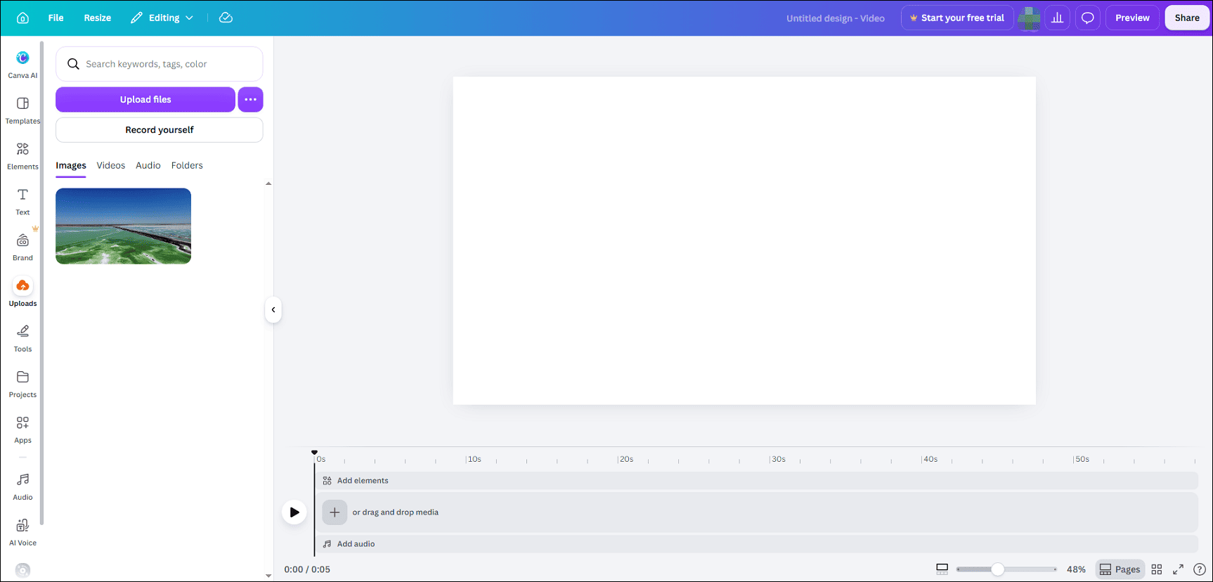 The main editing interface of Canva.