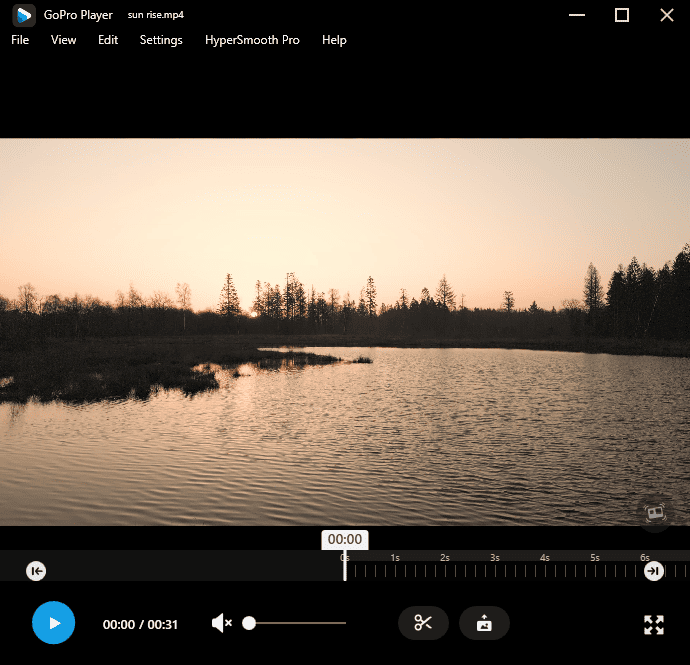 The main interface of GoPro Player with a video open.