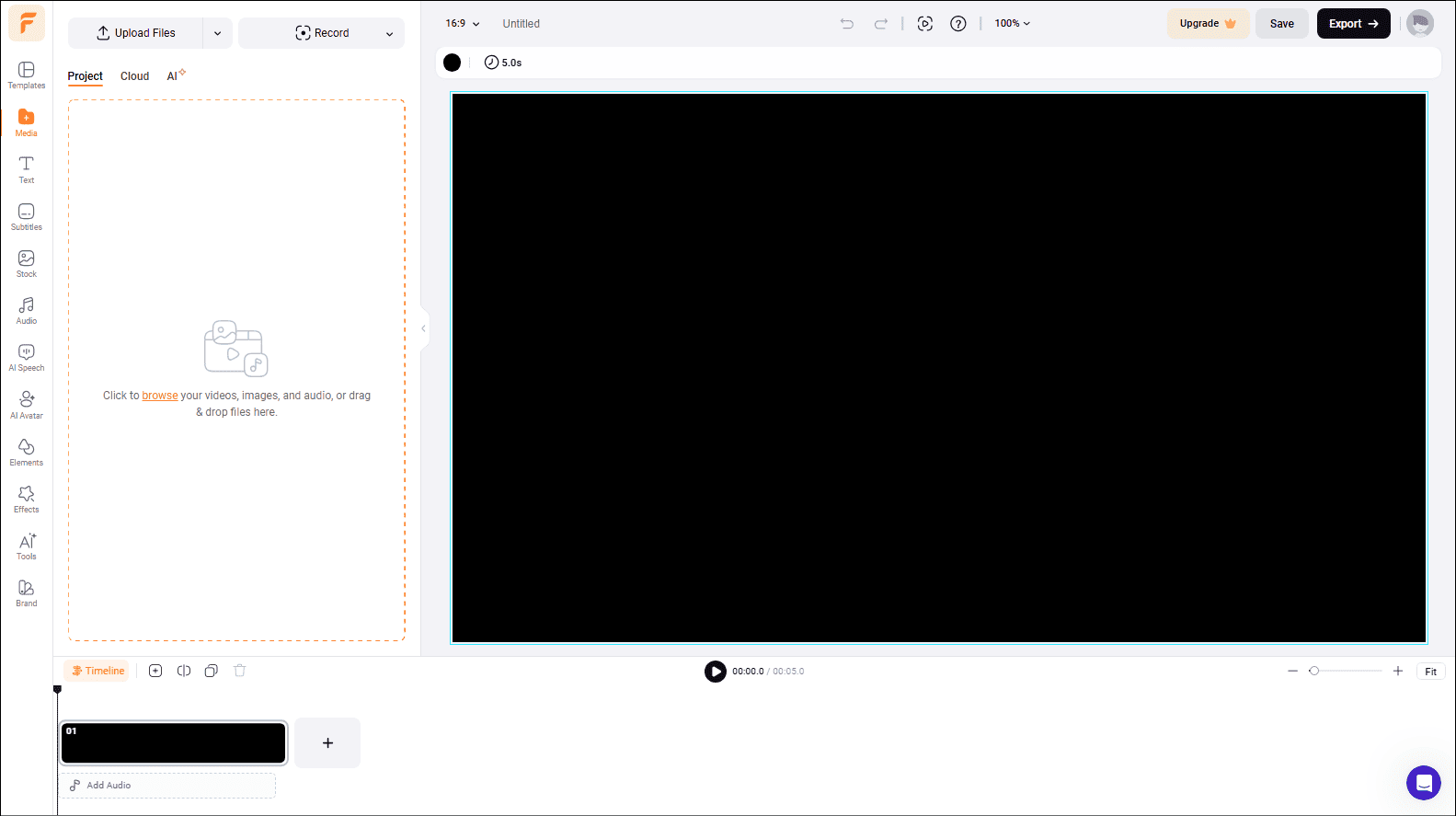 The main editing interface of FlexClip.