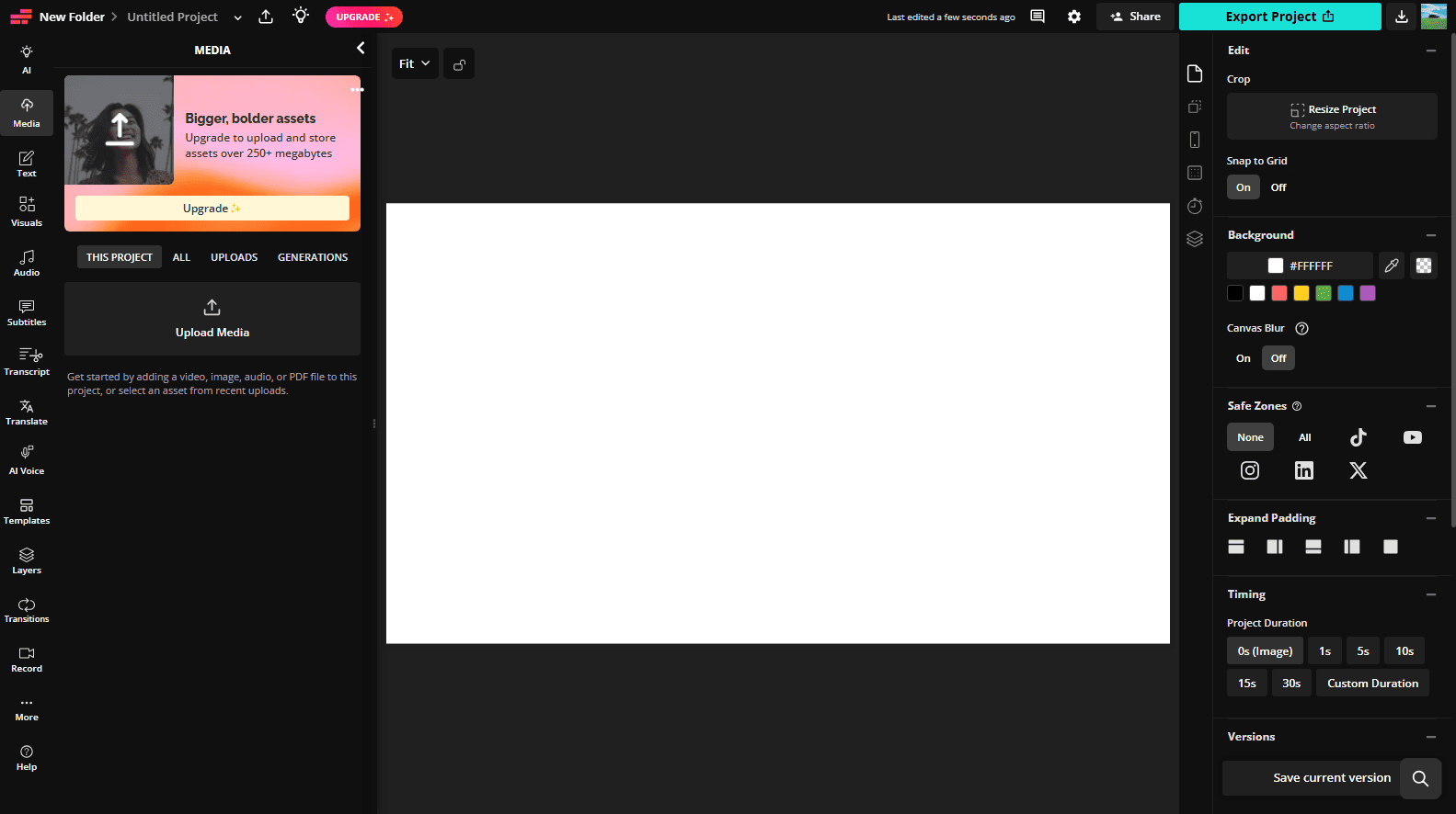 The main editing interface of the Kapwing montage maker