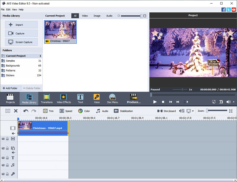 The main interface of AVS Video Editor.