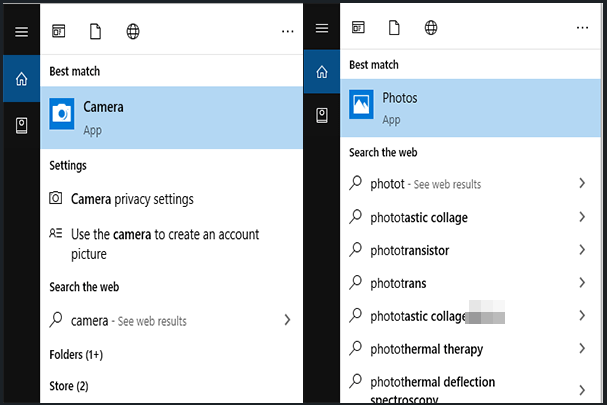 Microsoft Camera and Photos apps on Windows