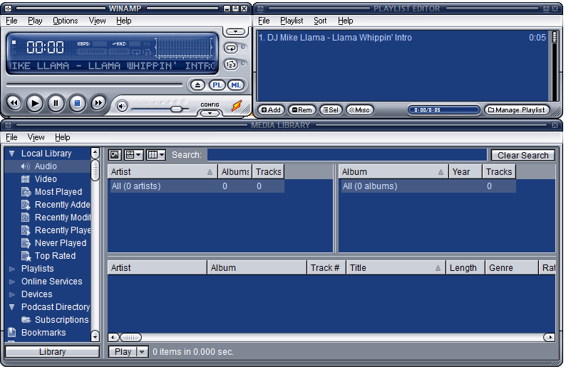 Winamp software main interface.