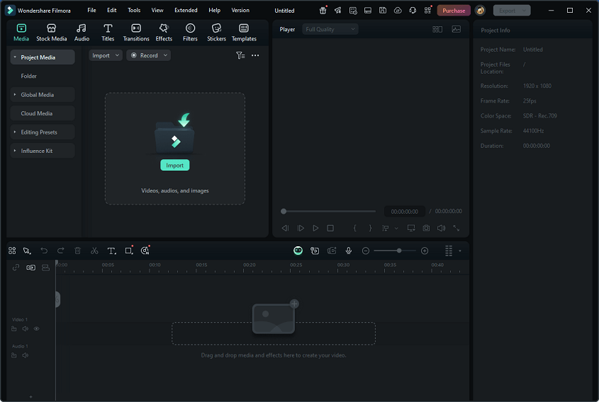 The main interface of Wondershare Filmora