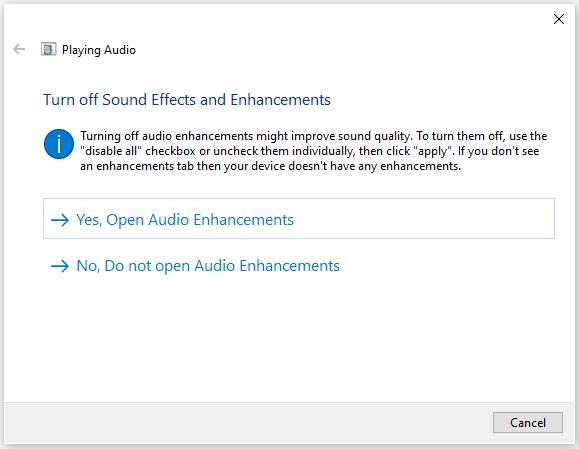 disable audio enhancement