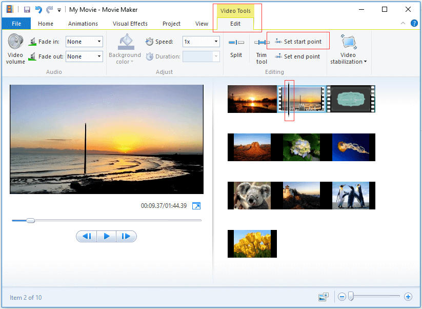 Registerkarte Videos Tools – Edit