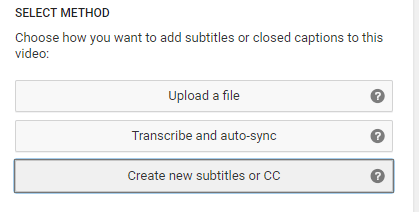 Wählen Sie Create new subtitles or CC, um fortzufahren.