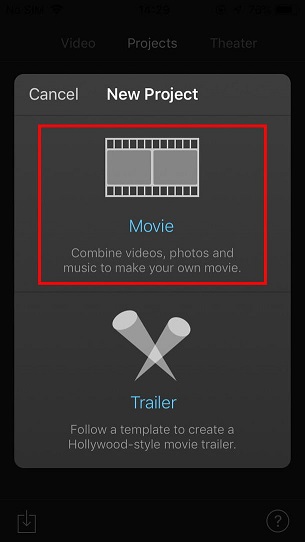 select the Movie option