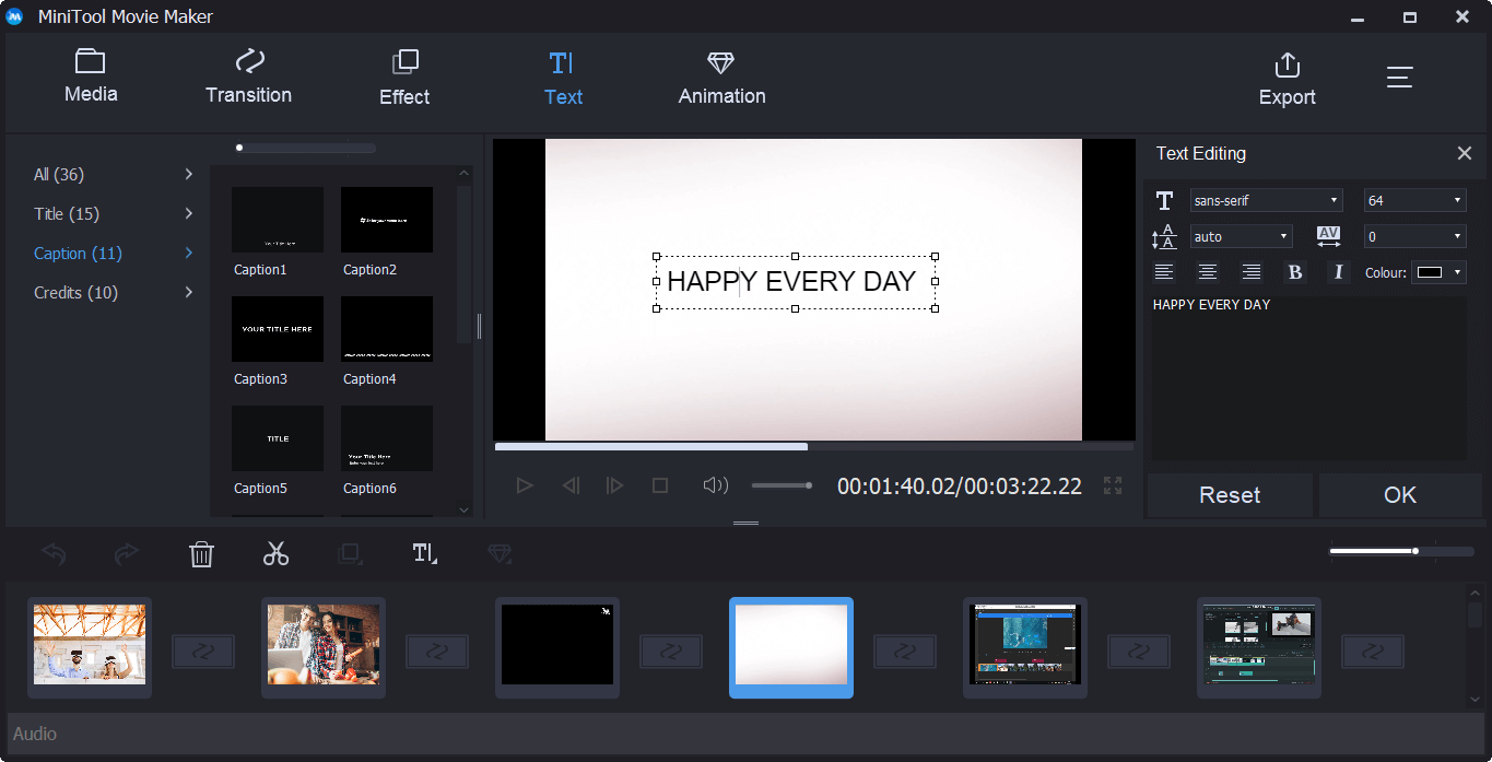 add subtitles to video via MiniTool Movie Maker