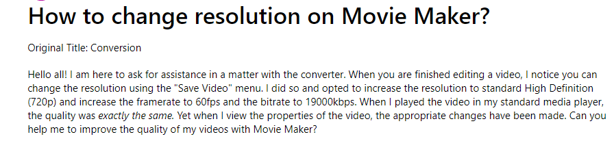 how to change video resolution in Windows Movie Maker