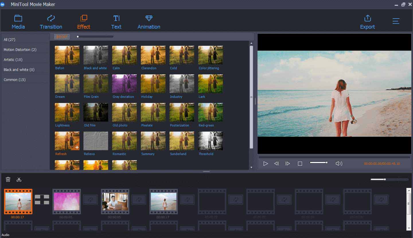 MiniTool Movie Maker offers video effect
