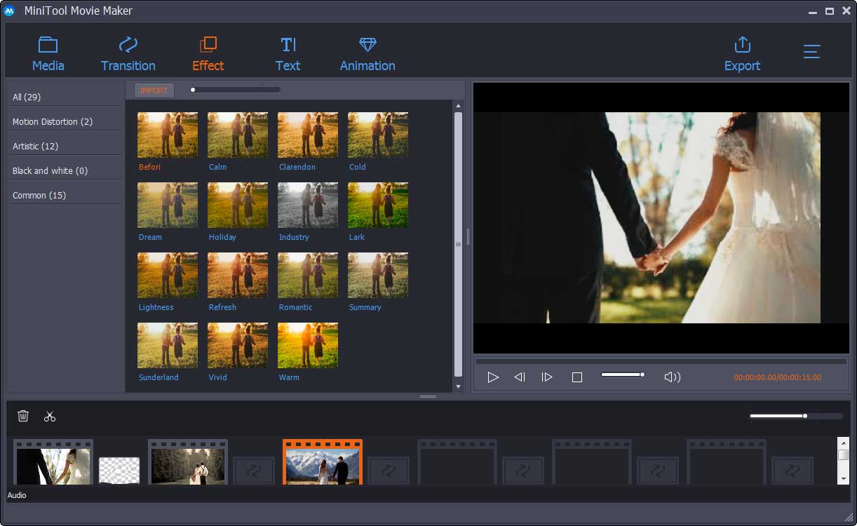 MiniTool Movie Maker offer a lot of effects