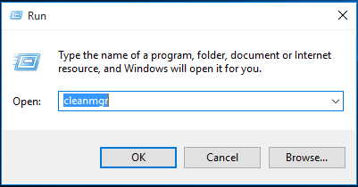 type cleanmgr to open disk cleanup