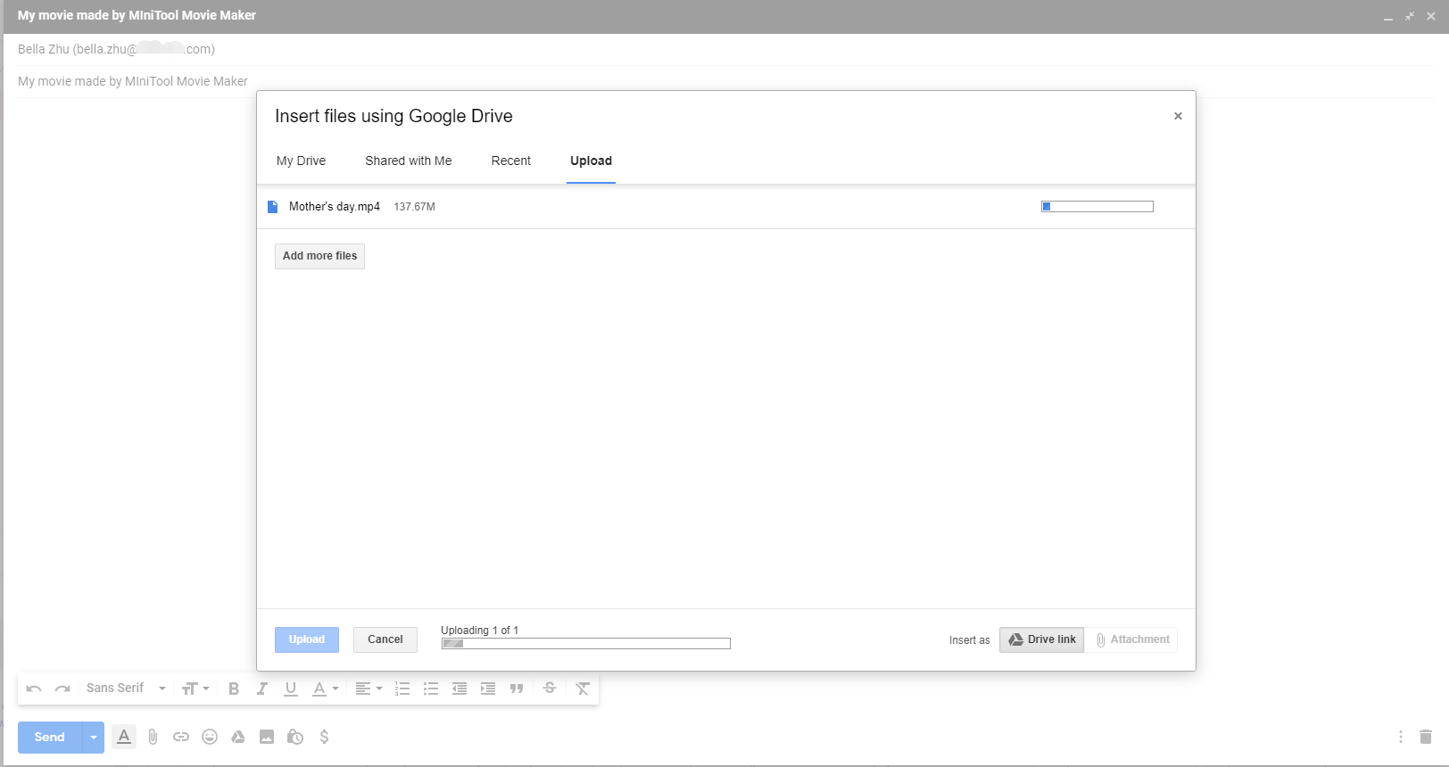 insert large files using Google Drive