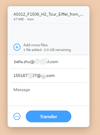 WeTransfer can send large video files free