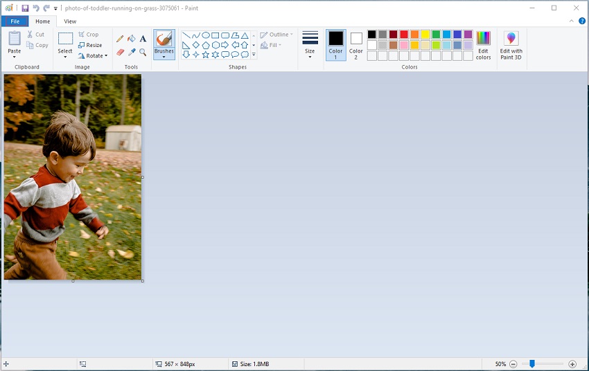open the BMP file with Microsoft Paint