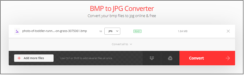 choose JPG as the output format