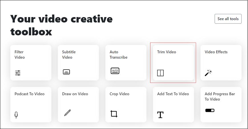 click on Trim Video in the toolbox