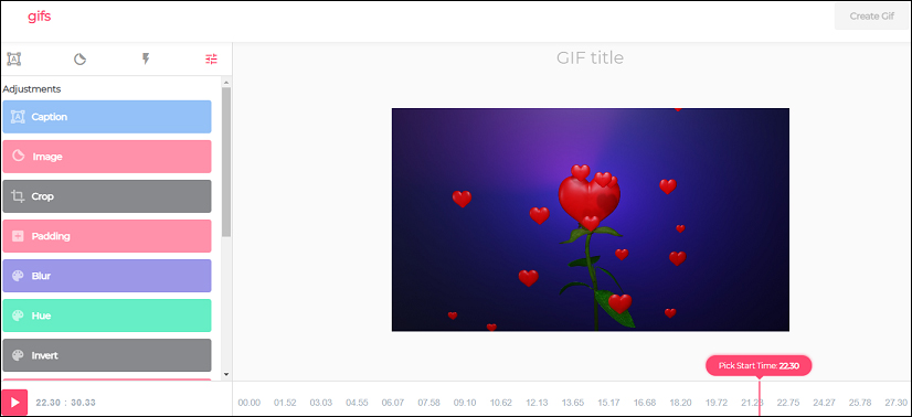 editing window of Gifs.com