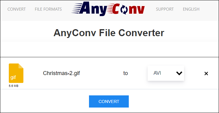 Convert GIF to AVI with AnyConv