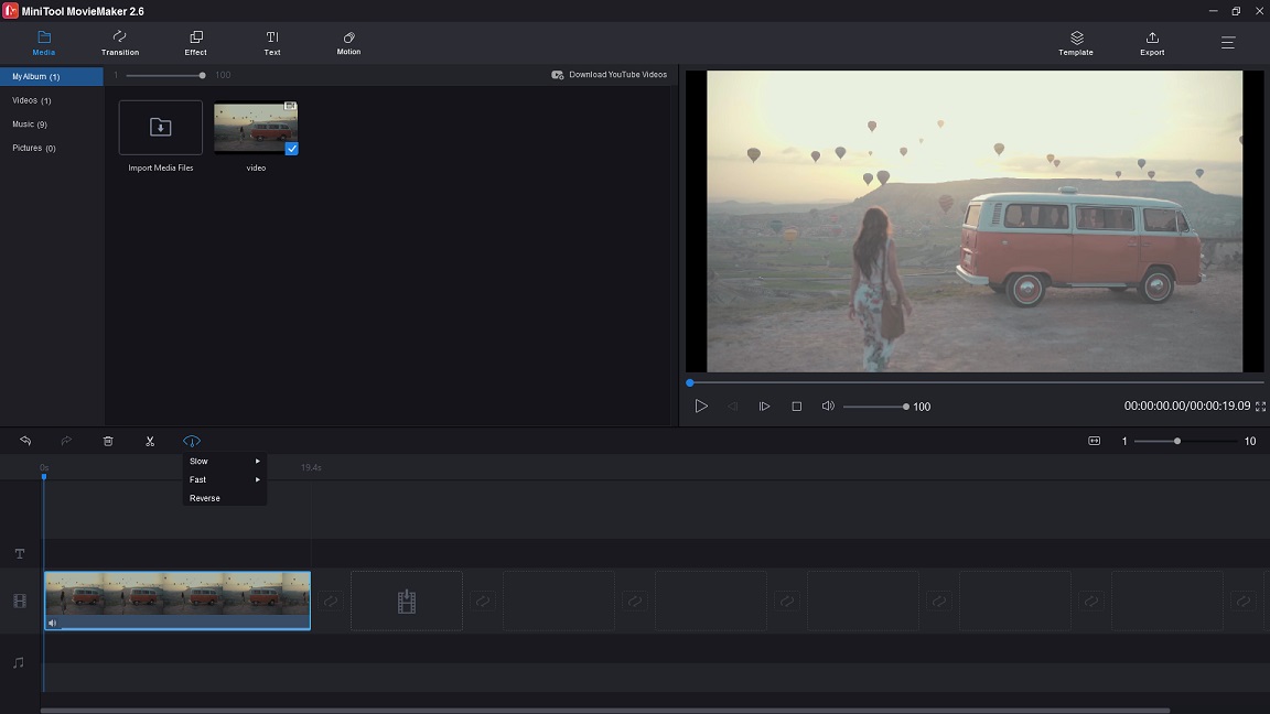 reverse a TikTok video in MiniTool MovieMaker