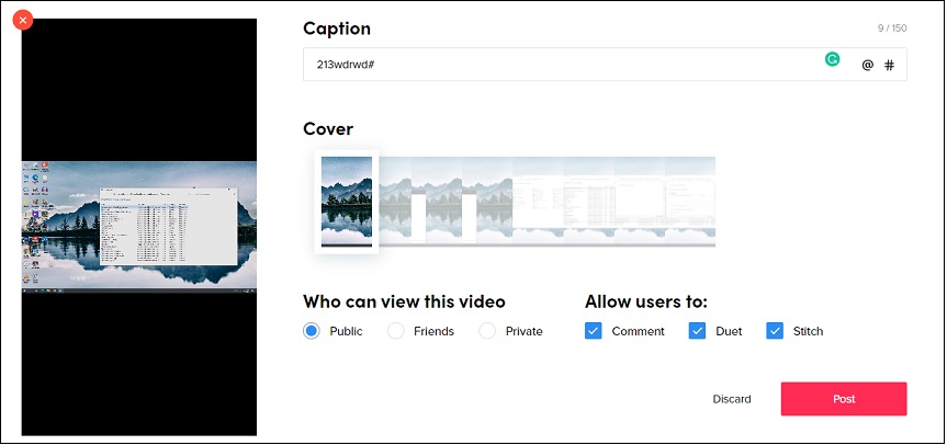 upload a video to TikTok from computer