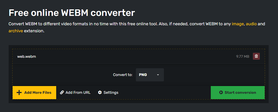 choose PNG as the output format