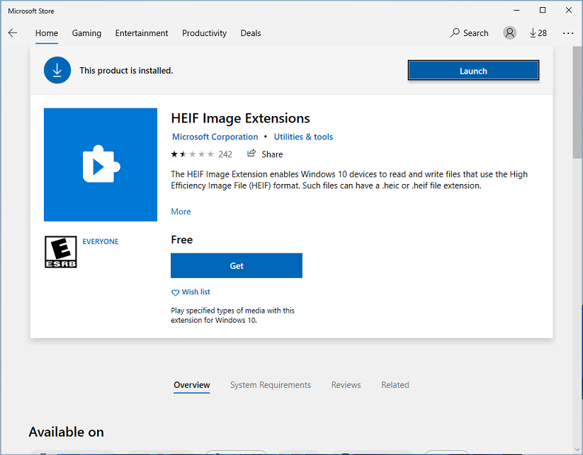 download HEIF Image Extensions